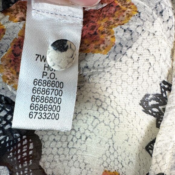 Lucky Brand Blouse Womens Size XS Floral Print Sheer Pleated Boho Lightweight - Picture 13 of 13